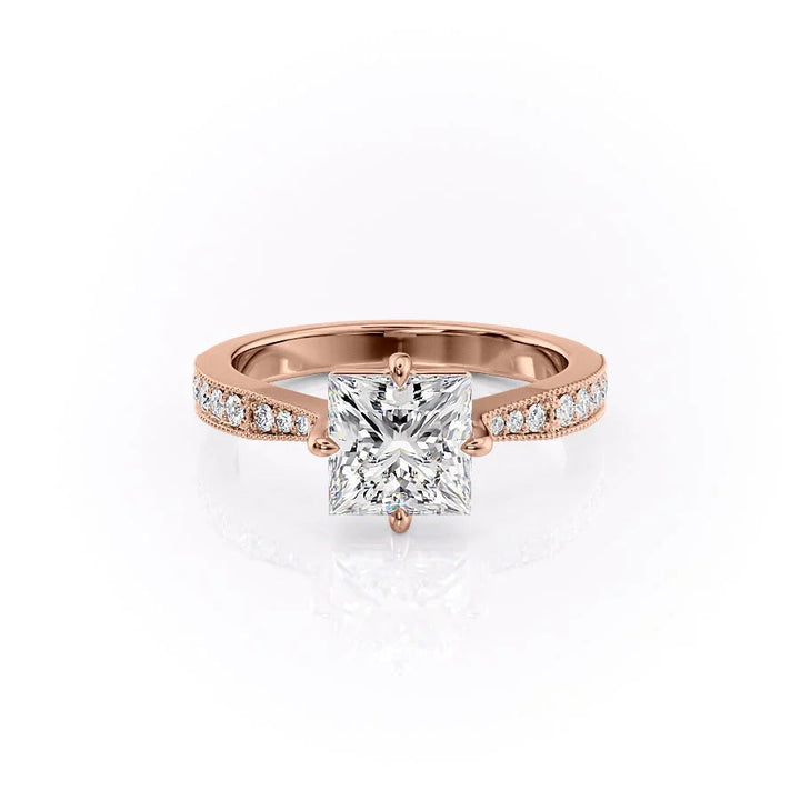 The Rosalind Set With Princess Pave Moissanite#material_14k-rose