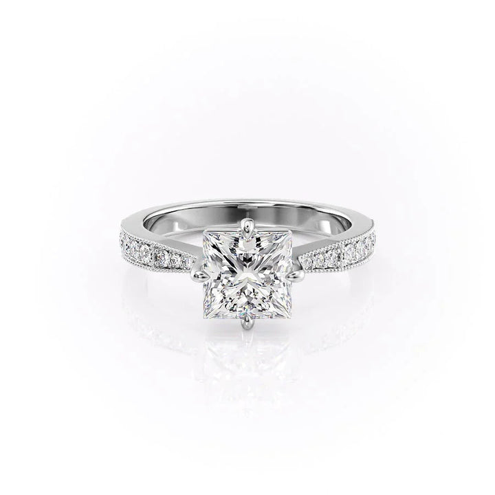 The Rosalind Set With Princess Pave Lab Diamond 1 Carat 14K White#material_14k-white