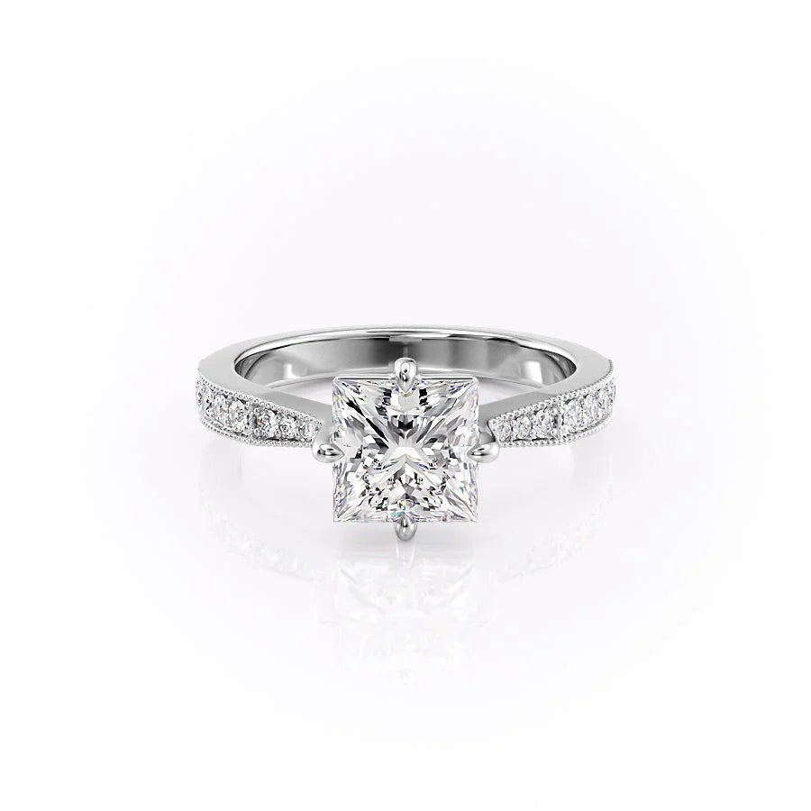 The Rosalind Set With Princess Pave Moissanite#material_14k-white