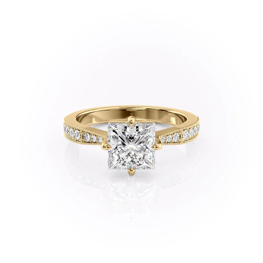 The Rosalind Set With Princess Pave Moissanite#material_18k-gold