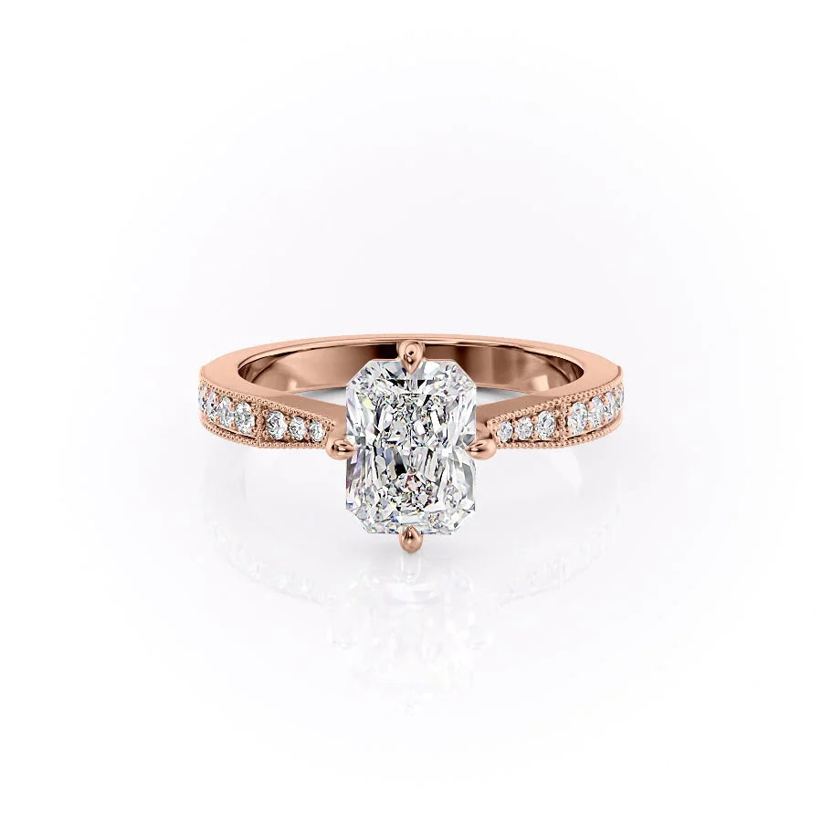 The Rosalind Set With Radiant Pave Moissanite#material_14k-rose