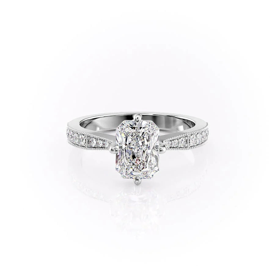 The Rosalind Set With Radiant Pave Lab Diamond 1 Carat 14K White#material_14k-white