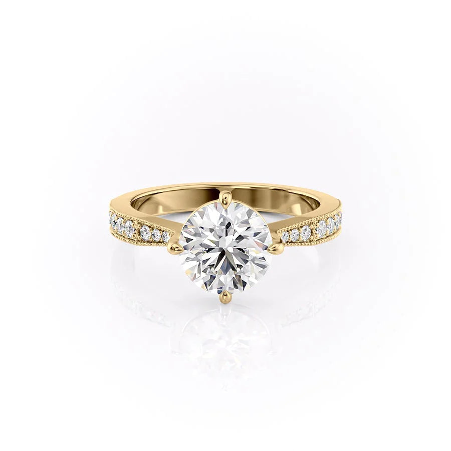 The Rosalind Set With Round Pave Lab Diamond 1 Carat 14K Gold#material_14k-gold