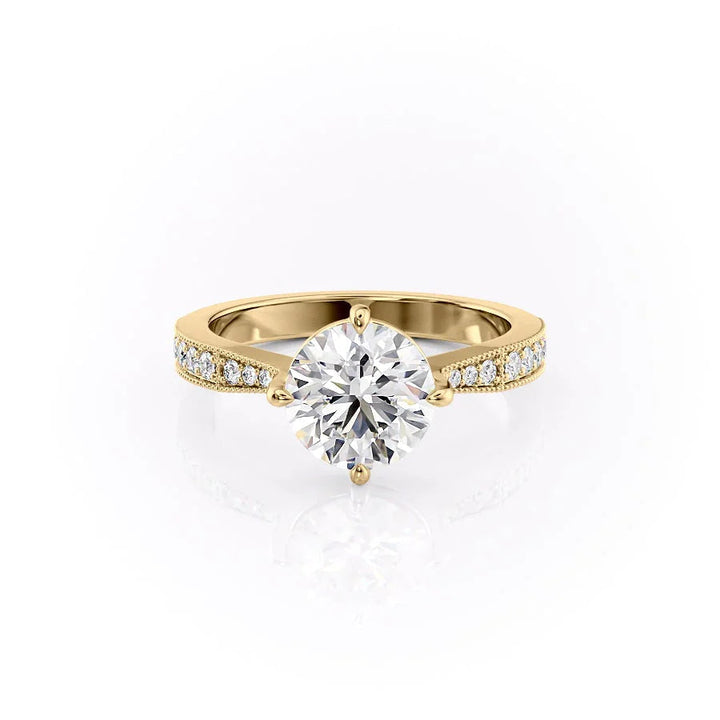 The Rosalind Set With Round Pave Moissanite#material_14k-gold