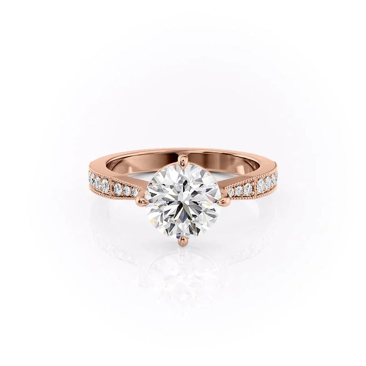 The Rosalind Set With Round Pave Lab Diamond 1 Carat 14K Rose#material_14k-rose