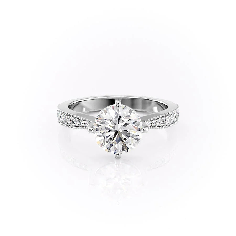 The Rosalind Set With Round Pave Lab Diamond 1 Carat 14K White#material_14k-white