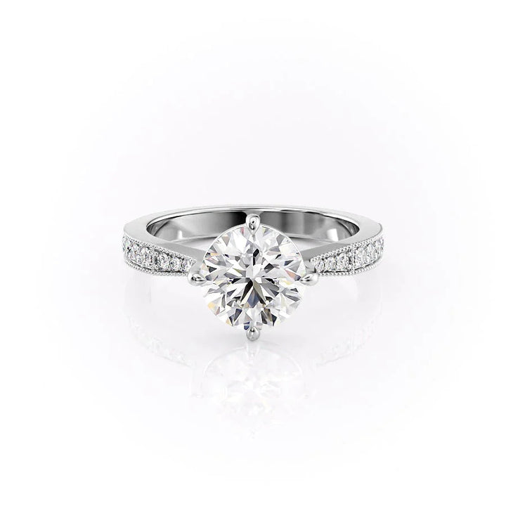 The Rosalind Set With Round Pave Lab Diamond 1 Carat 14K White#material_14k-white