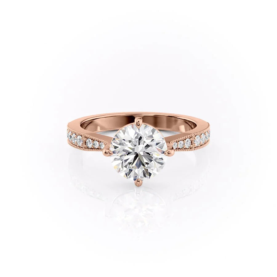 The Rosalind Set With Round Pave Lab Diamond 1 Carat 18K Rose#material_18k-rose