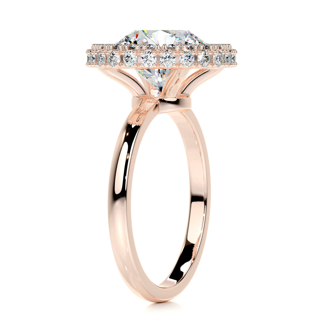 The Rosemary Moissanite & Diamonds Ring Moissanite 14K Rose 2 Carat Round#material_14k-rose