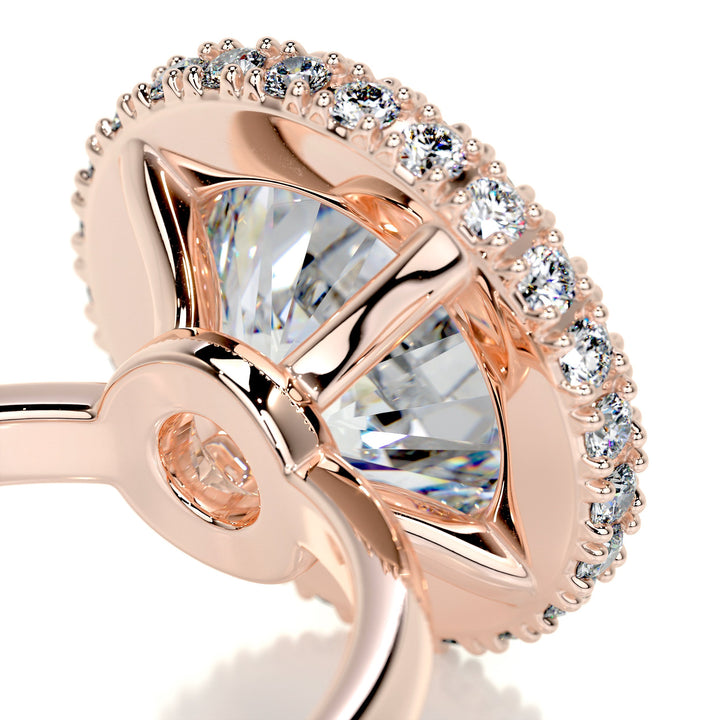 The Rosemary Moissanite & Diamonds Ring Moissanite 14K Rose 2.5 Carat Round#material_14k-rose