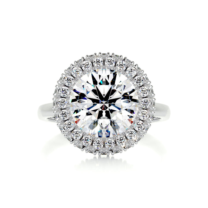 The Rosemary Moissanite & Diamonds Ring Moissanite 14K White 1 Carat Round#material_14k-white