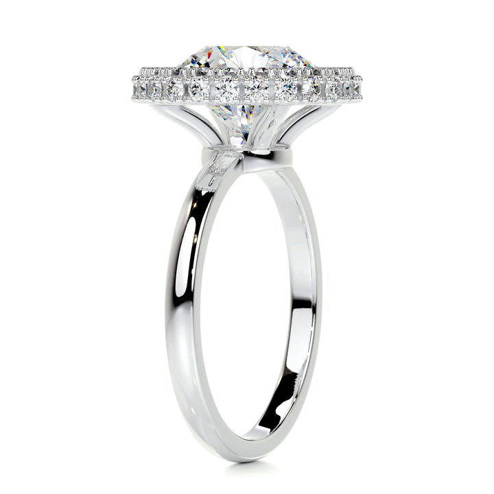 The Rosemary Moissanite & Diamonds Ring Moissanite 14K White 2 Carat Round#material_14k-white