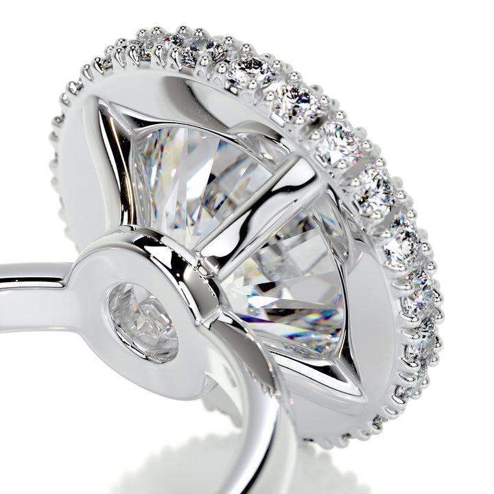 The Rosemary Moissanite & Diamonds Ring Moissanite 14K White 2.5 Carat Round#material_14k-white