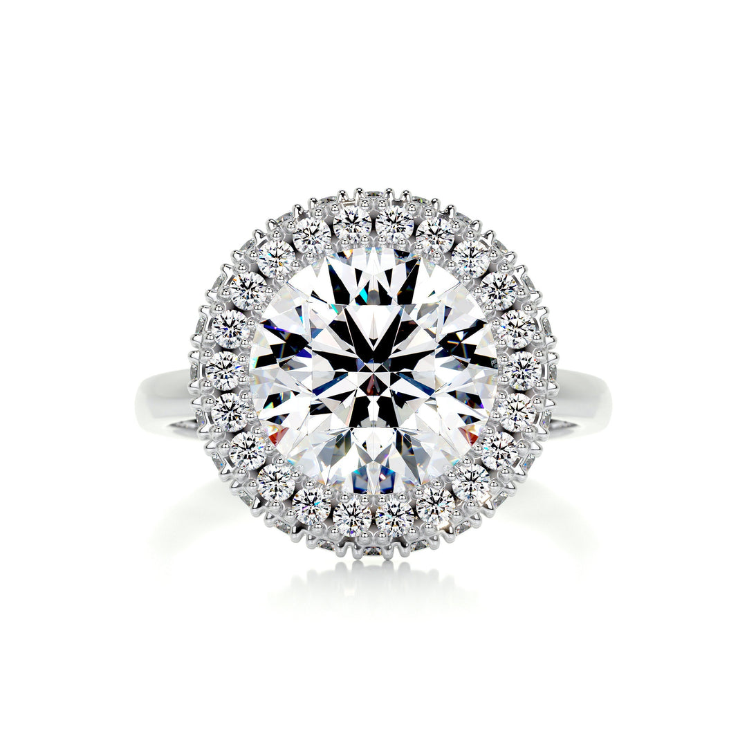 The Rosemary Moissanite & Diamonds Ring Moissanite 18K White 1 Carat Round#material_18k-white