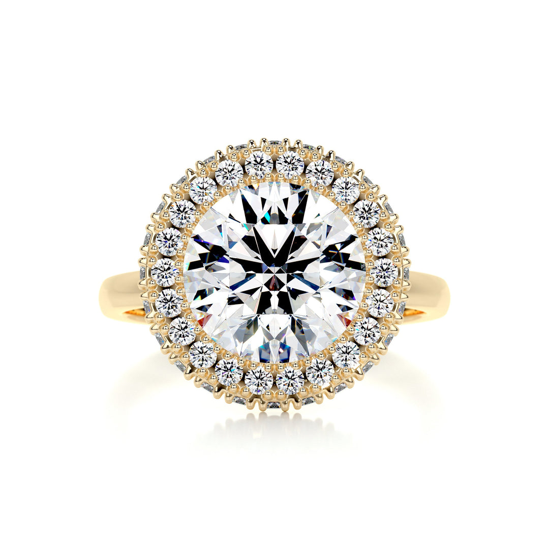 The Rosemary Moissanite & Diamonds Ring Moissanite 18K Gold 1 Carat Round#material_18k-gold