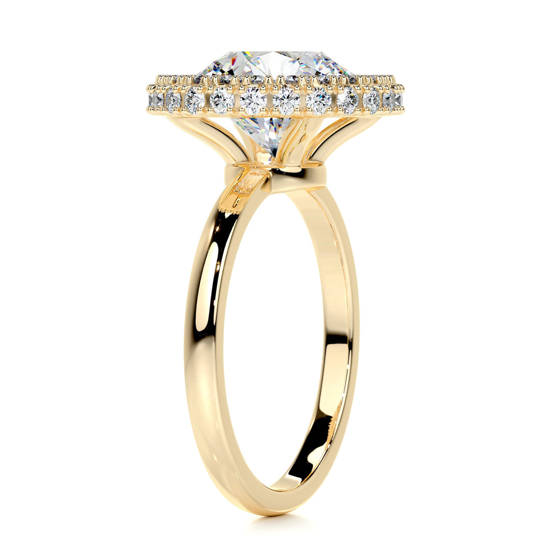 The Rosemary Moissanite & Diamonds Ring Moissanite 18K Gold 2 Carat Round#material_18k-gold