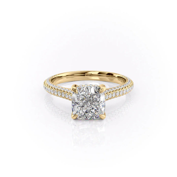 The Rosie Set With Cushion Pave Lab Diamond 1 Carat 14K Gold#material_14k-gold