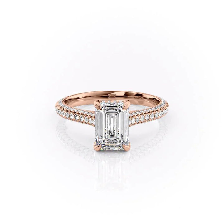 The Rosie Set With Emerald Pave Moissanite#material_14k-rose