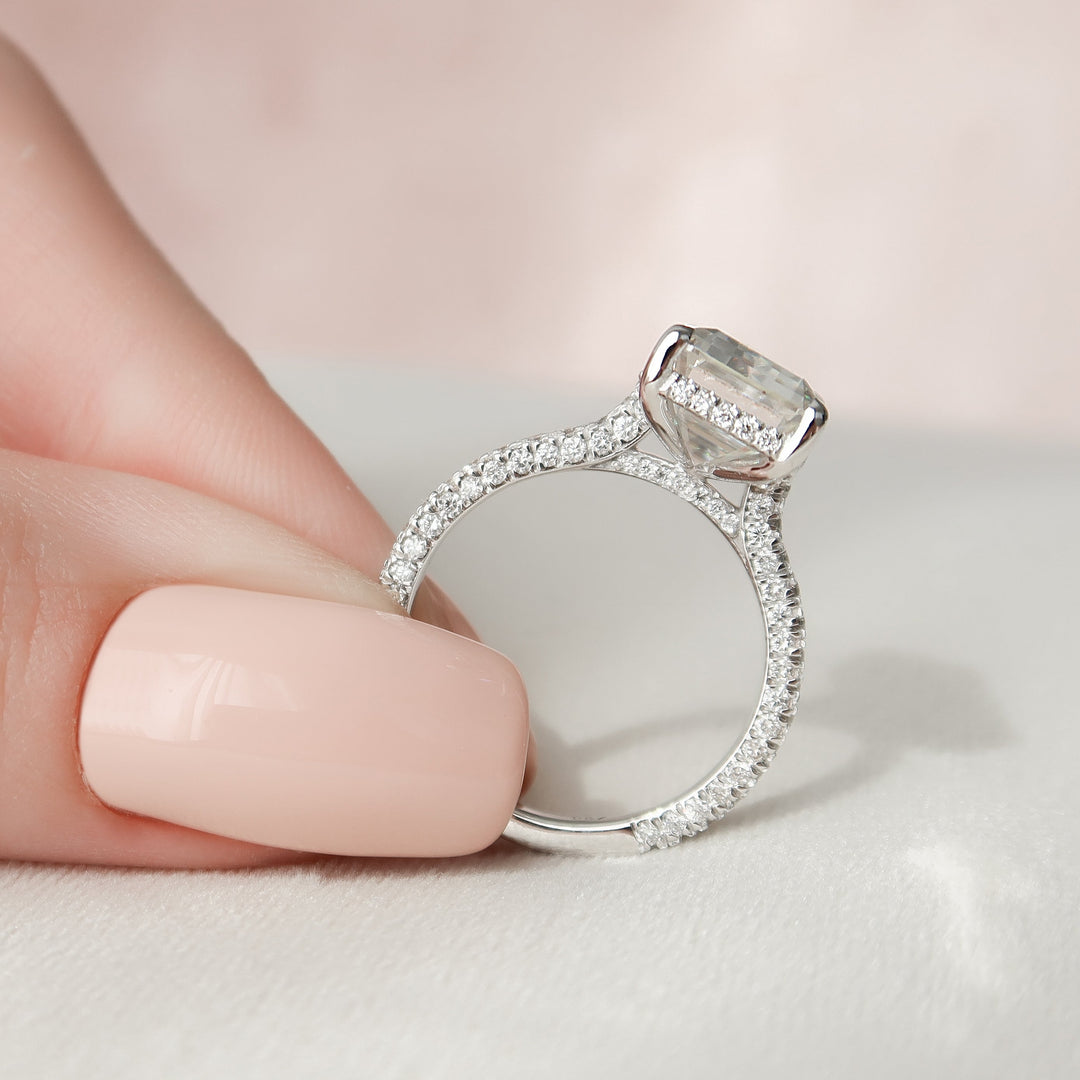 The Rosie Emerald Lab Diamond Moissanite Engagement Ring