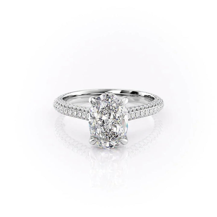 The Rosie Set With Oval Pave Lab Diamond 1 Carat 14K White#material_14k-white