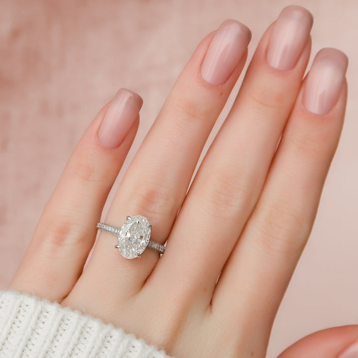 The Rosie Oval Lab Diamond Moissanite Engagement Ring *Shown with 3.5 ct #material_white