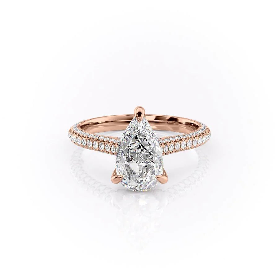 The Rosie Set With Pear Pave Lab Diamond 1 Carat 14K Rose#material_14k-rose