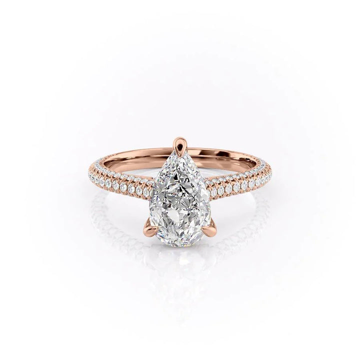 The Rosie Set With Pear Pave Lab Diamond 1 Carat 14K Rose#material_14k-rose