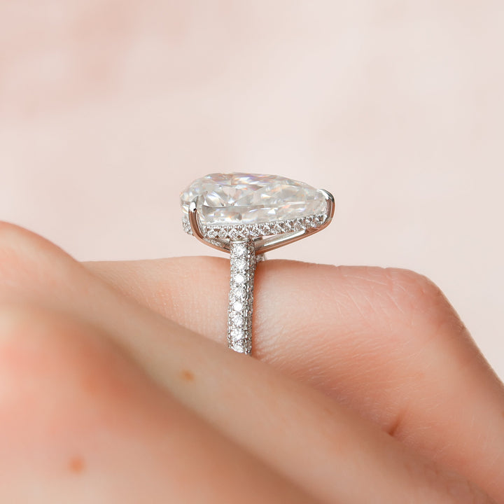 The Rosie Pear Lab Diamond Moissanite Engagement Ring *Shown with 5 ct #material_white
