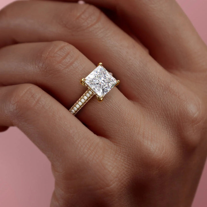 The Rosie Set With Princess Pave Lab Diamond 3 Carat 14K Gold#material_14k-gold