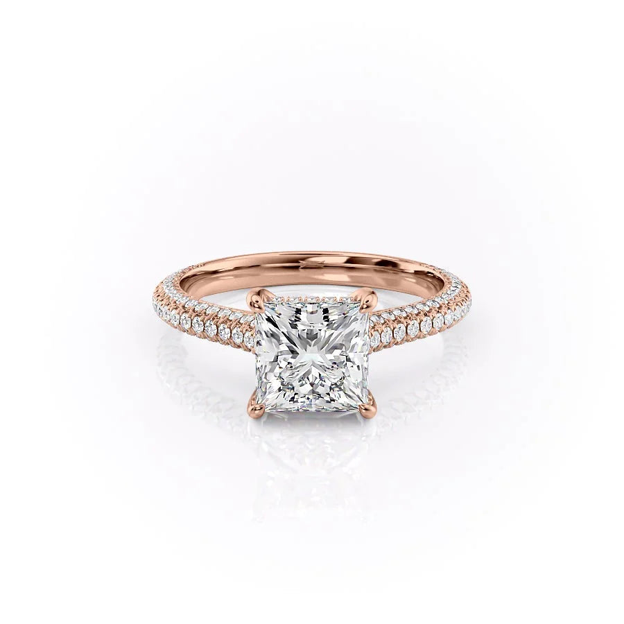 The Rosie Set With Princess Pave Lab Diamond 1 Carat 14K Rose#material_14k-rose