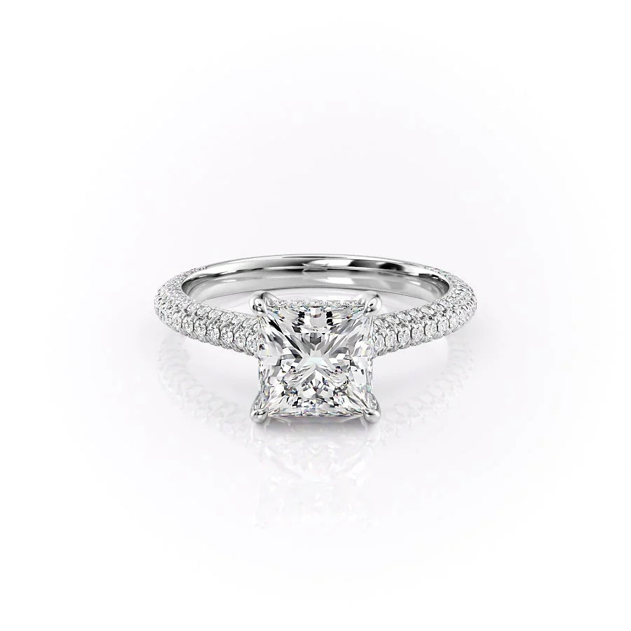 The Rosie Set With Princess Pave Lab Diamond 1 Carat 14K White#material_14k-white