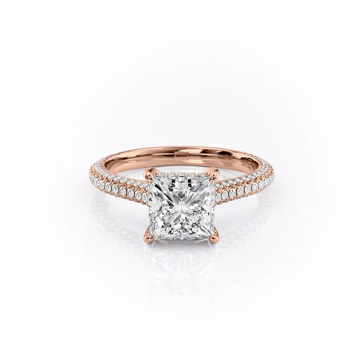 The Rosie Set With Princess Pave Lab Diamond 1 Carat 18K Rose#material_18k-rose