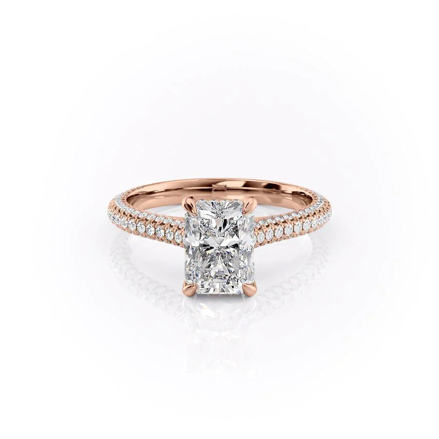 The Rosie Set With Radiant Pave Lab Diamond 1 Carat 14K Rose#material_14k-rose