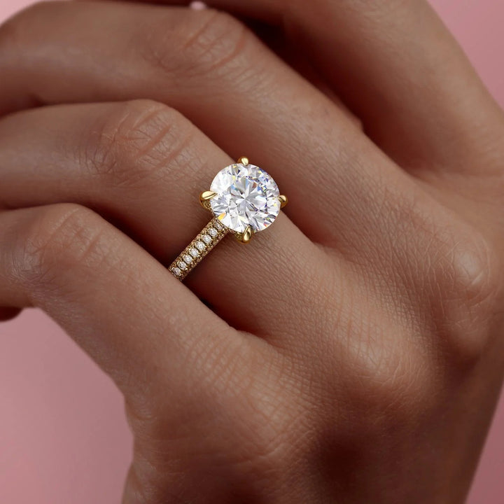 The Rosie Set With Round Pave Lab Diamond 3 Carat 14K Gold#material_14k-gold