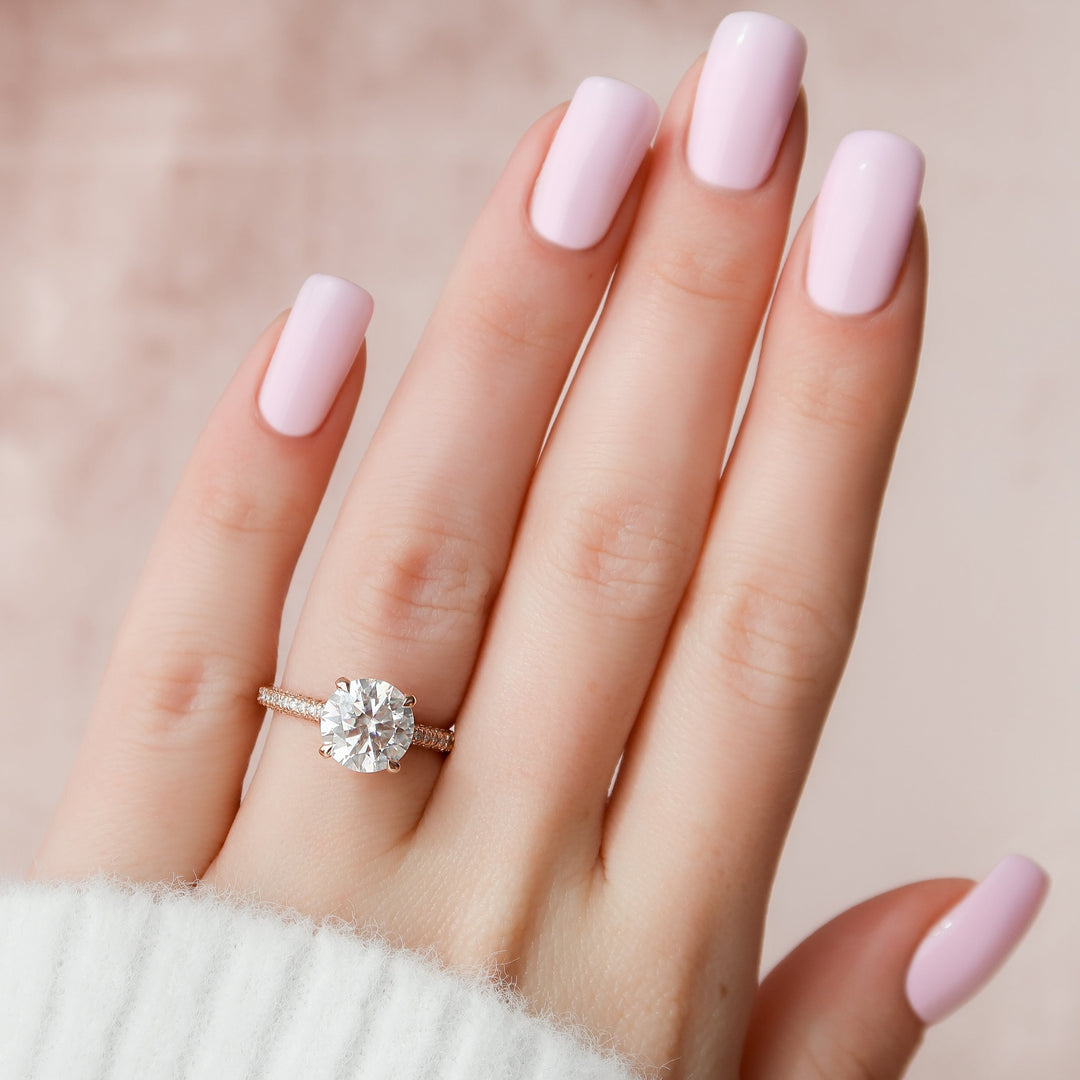 The Rosie Set With Round Pave Lab Diamond 2 Carat 14K Rose#material_14k-rose