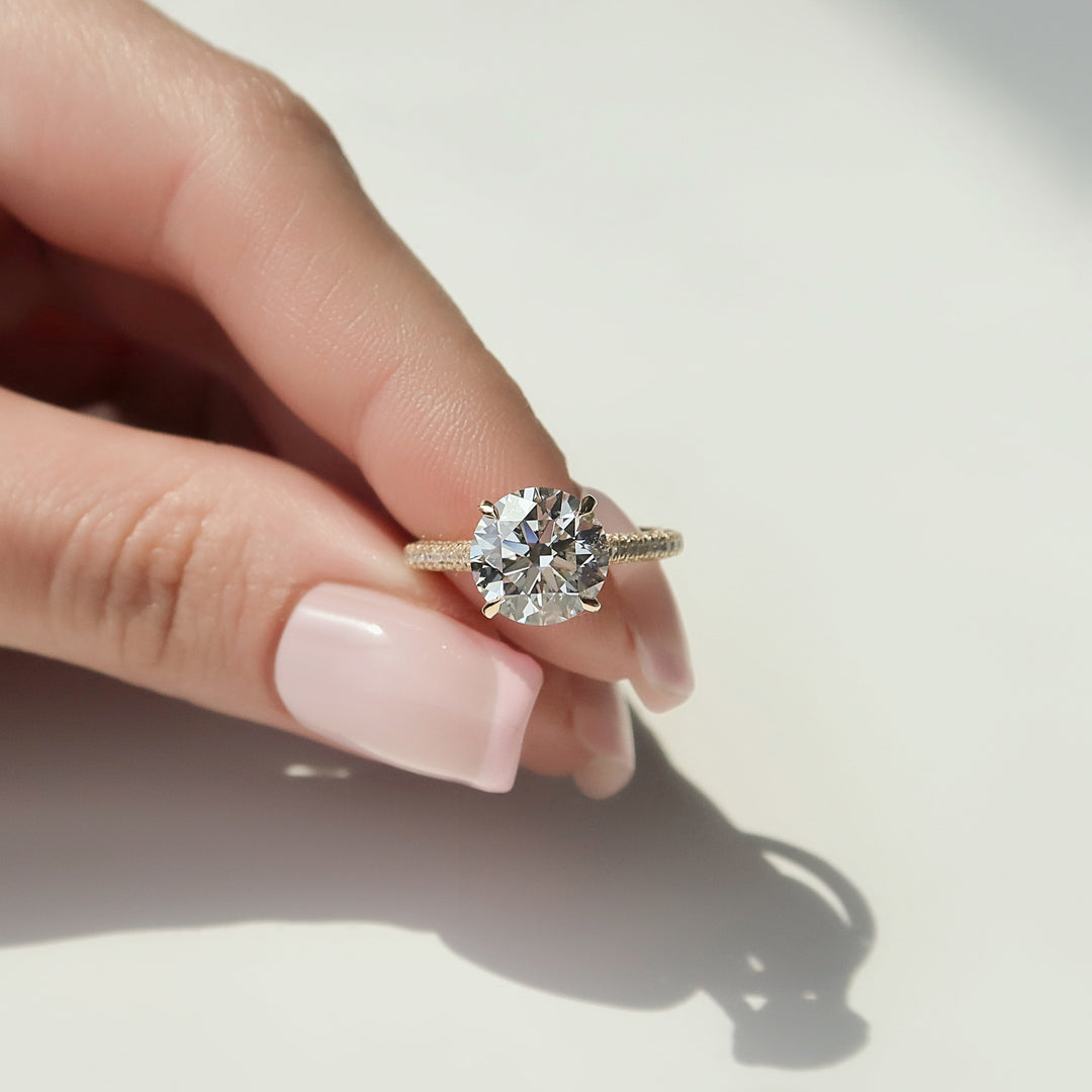 The Rosie Round Lab Diamond Moissanite Engagement Ring