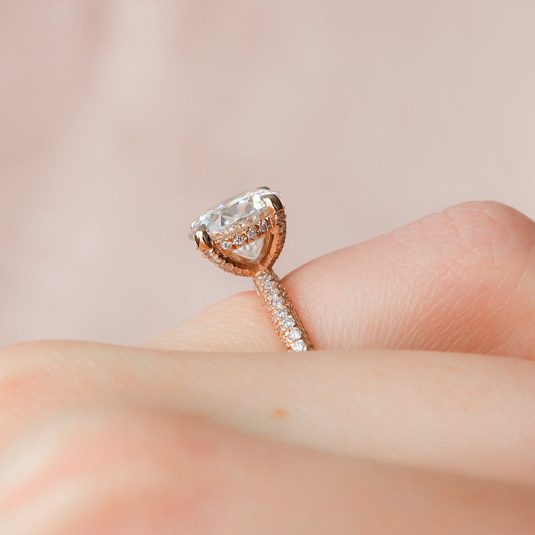 The Rosie Round Lab Diamond Moissanite Engagement Ring