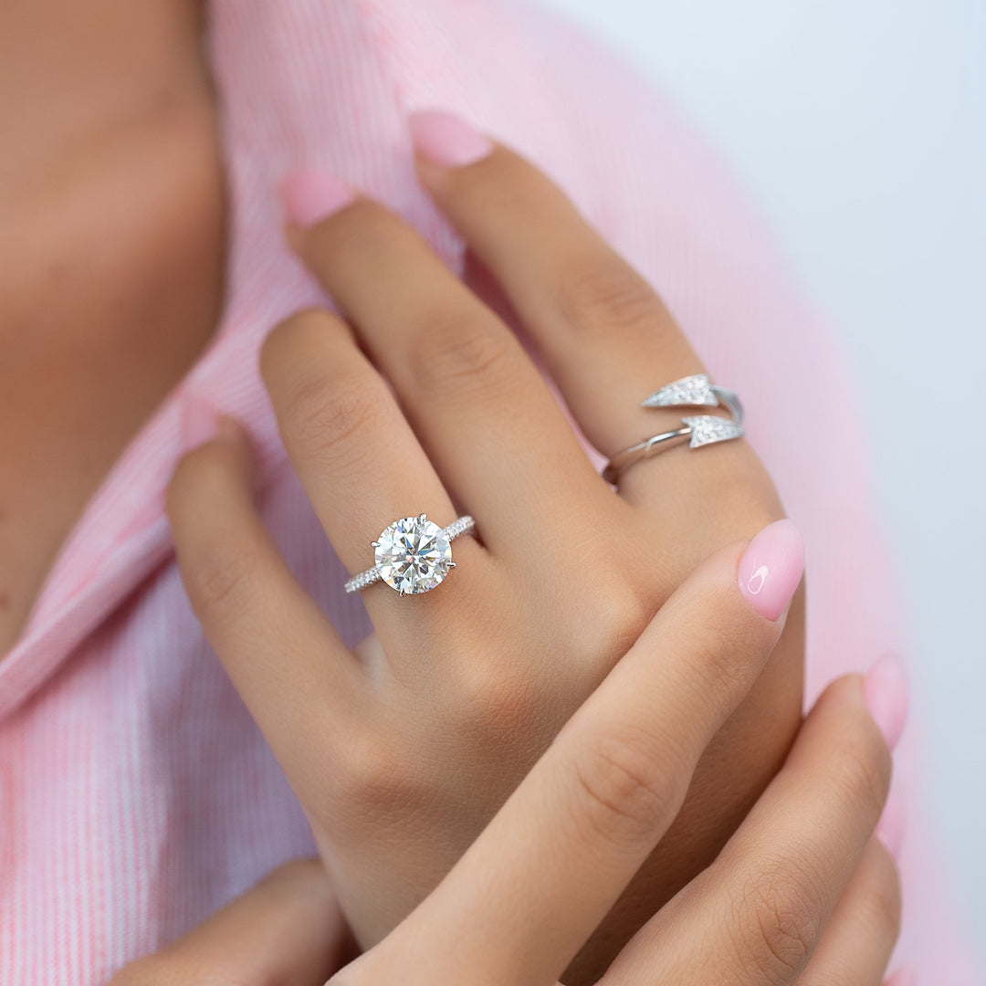 The Rosie Round Lab Diamond Moissanite Engagement Ring