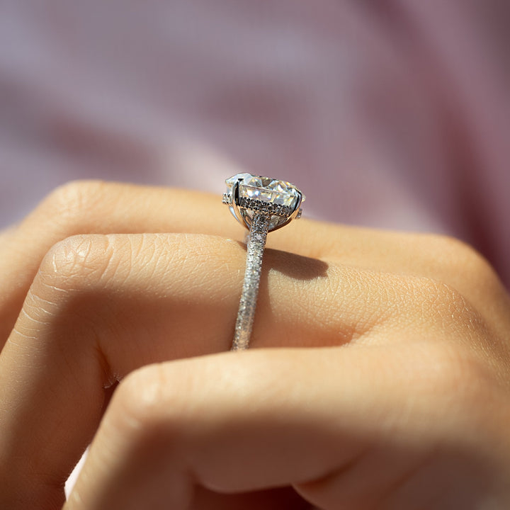 The Rosie Round Lab Diamond Moissanite Engagement Ring *Shown with 3.5 ct #material_white