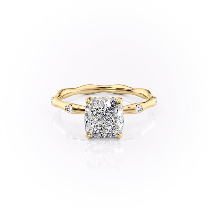 The Sabrina Set With Cushion Side Stone Lab Diamond 1 Carat 14K Gold#material_14k-gold