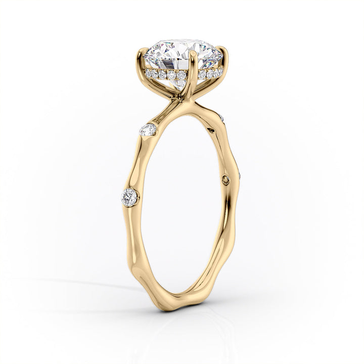 The Sabrina Set With Cushion Side Stone Moissanite#material_14k-gold