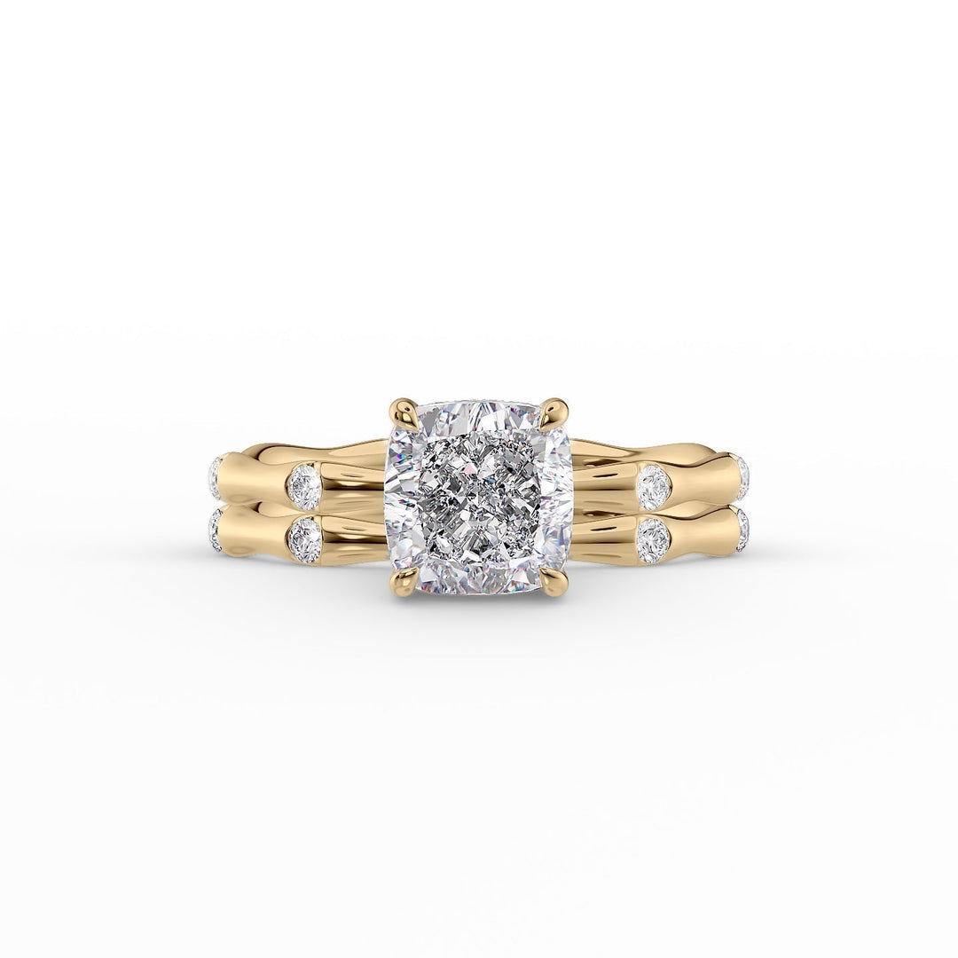 The Sabrina Set With Cushion Side Stone Lab Diamond 2 Carat 14K Gold#material_14k-gold