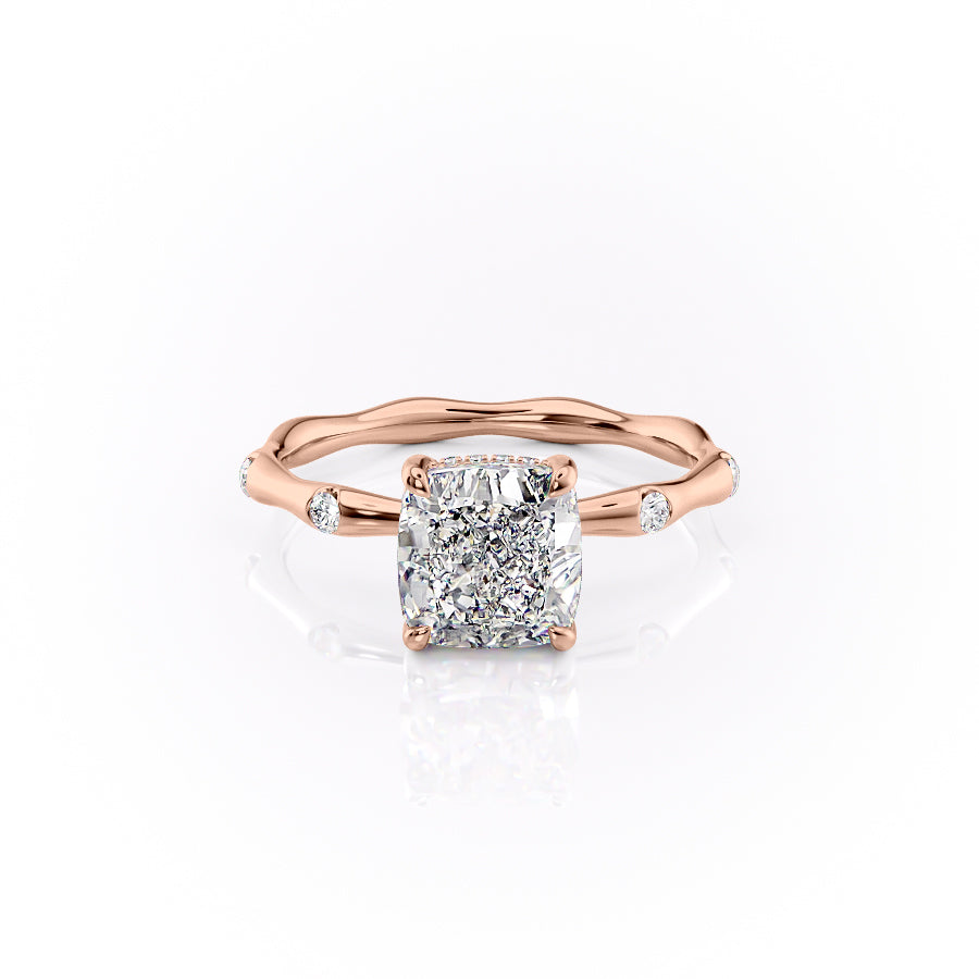 The Sabrina Set With Cushion Side Stone Lab Diamond 1 Carat 14K Rose#material_14k-rose