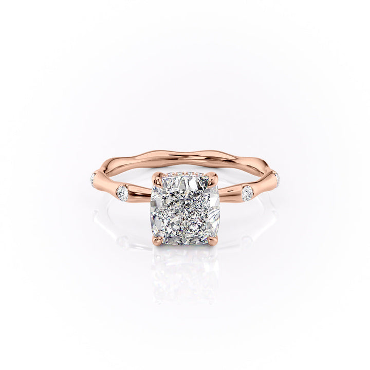 The Sabrina Set With Cushion Side Stone Lab Diamond 1 Carat 14K Rose#material_14k-rose