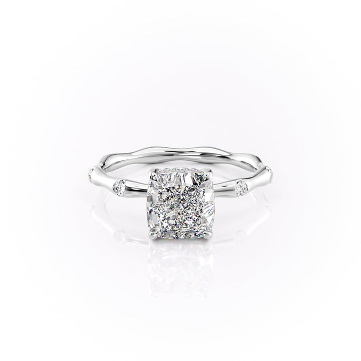 The Sabrina Set With Cushion Side Stone Lab Diamond 1 Carat 14K White#material_14k-white