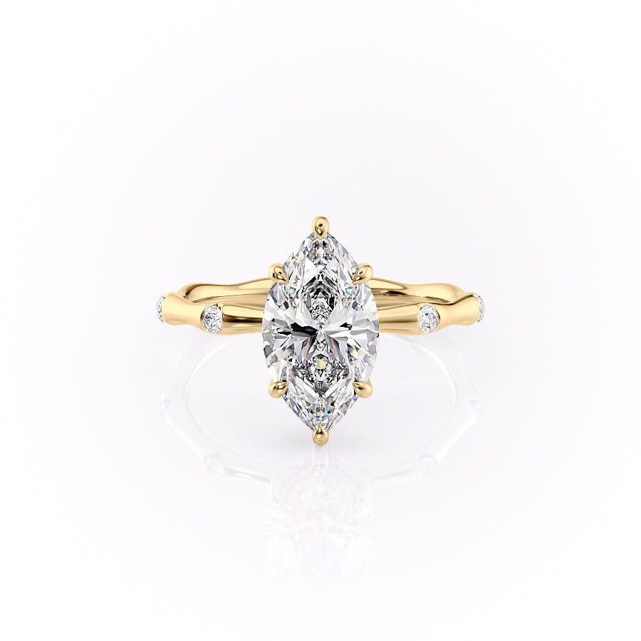 The Sabrina Set With Marquise Side Stone Lab Diamond 1 Carat 14K Gold#material_14k-gold