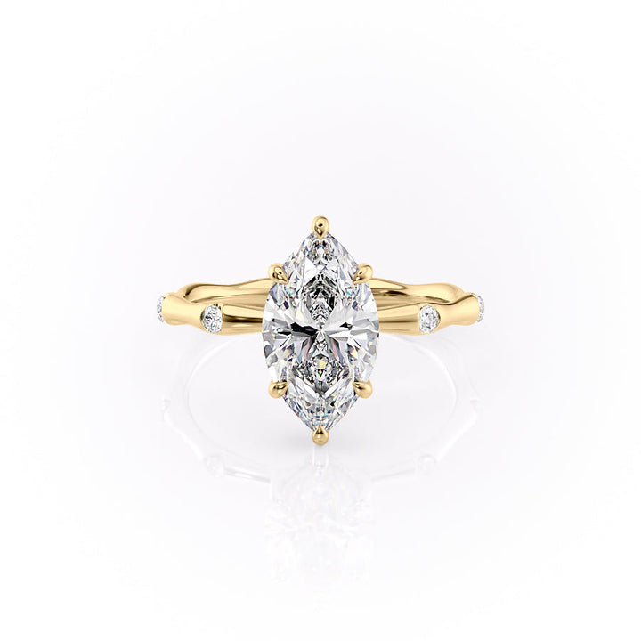 The Sabrina Set With Marquise Side Stone Lab Diamond 1 Carat 14K Gold#material_14k-gold