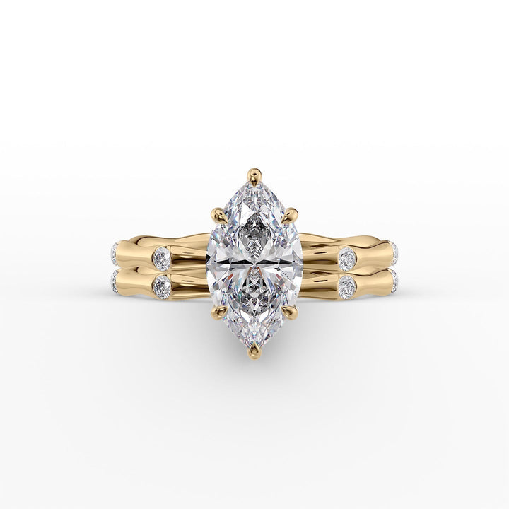 The Sabrina Set With Marquise Side Stone Lab Diamond 2 Carat 14K Gold#material_14k-gold