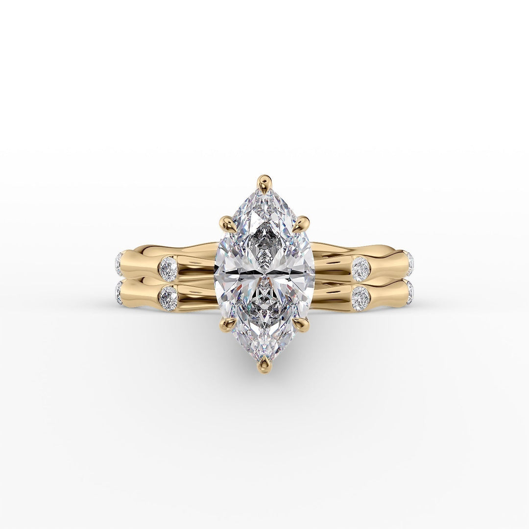 The Sabrina Set With Marquise Side Stone Moissanite#material_14k-gold