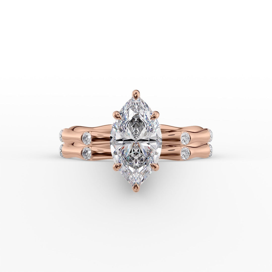 The Sabrina Set With Marquise Side Stone Lab Diamond 2 Carat 14K Rose#material_14k-rose